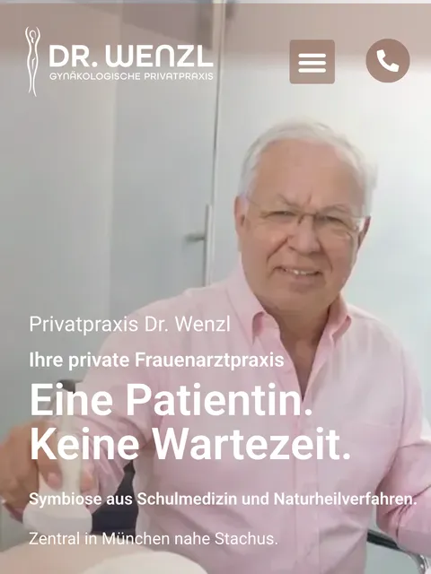 Mobile Startseite der Frauenarztpraxis Dr. Wenzl in München