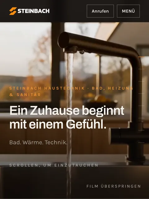 Mobile Startseite der Demo-Website Steinbach Haustechnik