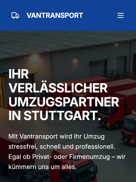 Mobile Startseite von Vantransport in Stuttgart